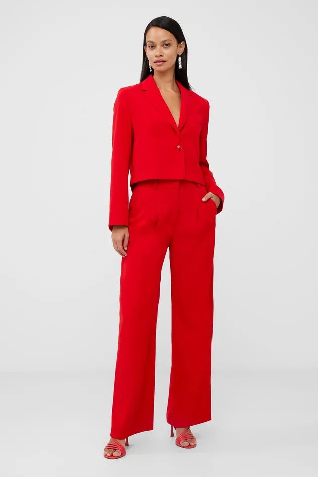 French Connection Harry Suiting Cropped Blazer Royal Scarlet Woman Suits