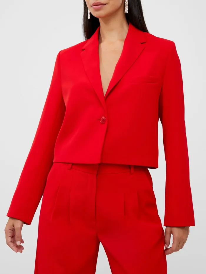 French Connection Harry Suiting Cropped Blazer Royal Scarlet Woman Suits