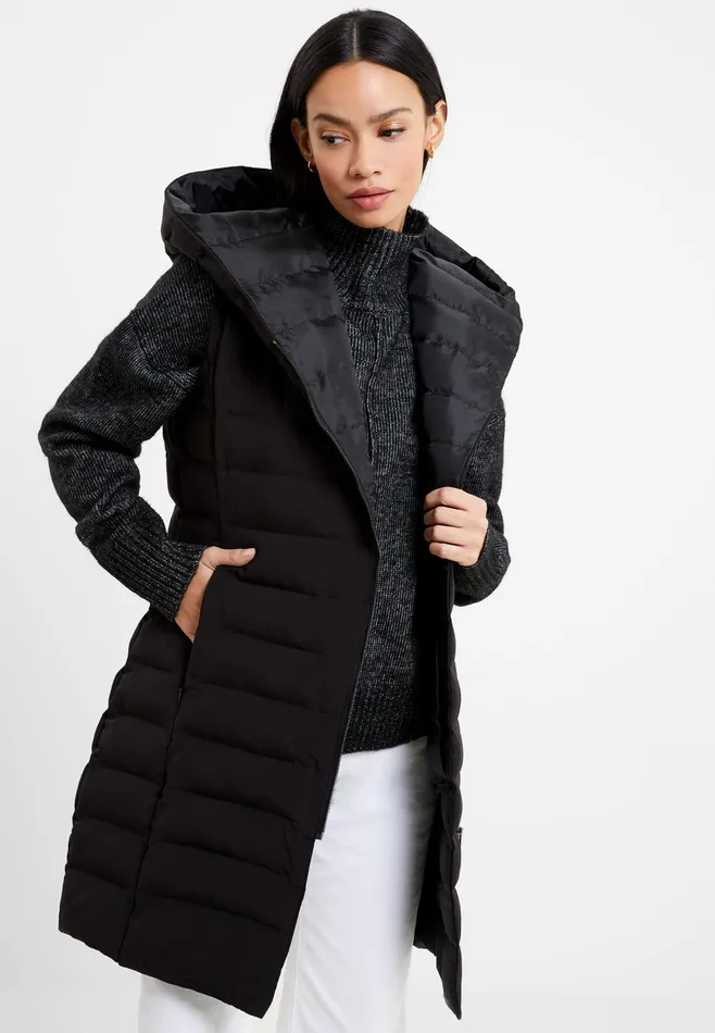 French Connection Iolini Puffer Midi Gilet BlackBlack Woman Coats and Jackets