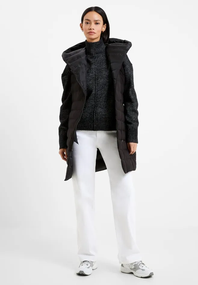French Connection Iolini Puffer Midi Gilet BlackBlack Woman Coats and Jackets