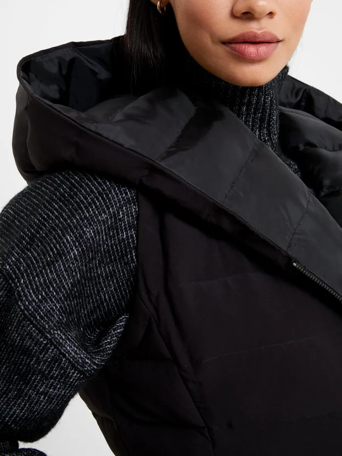 French Connection Iolini Puffer Midi Gilet BlackBlack Woman Coats and Jackets