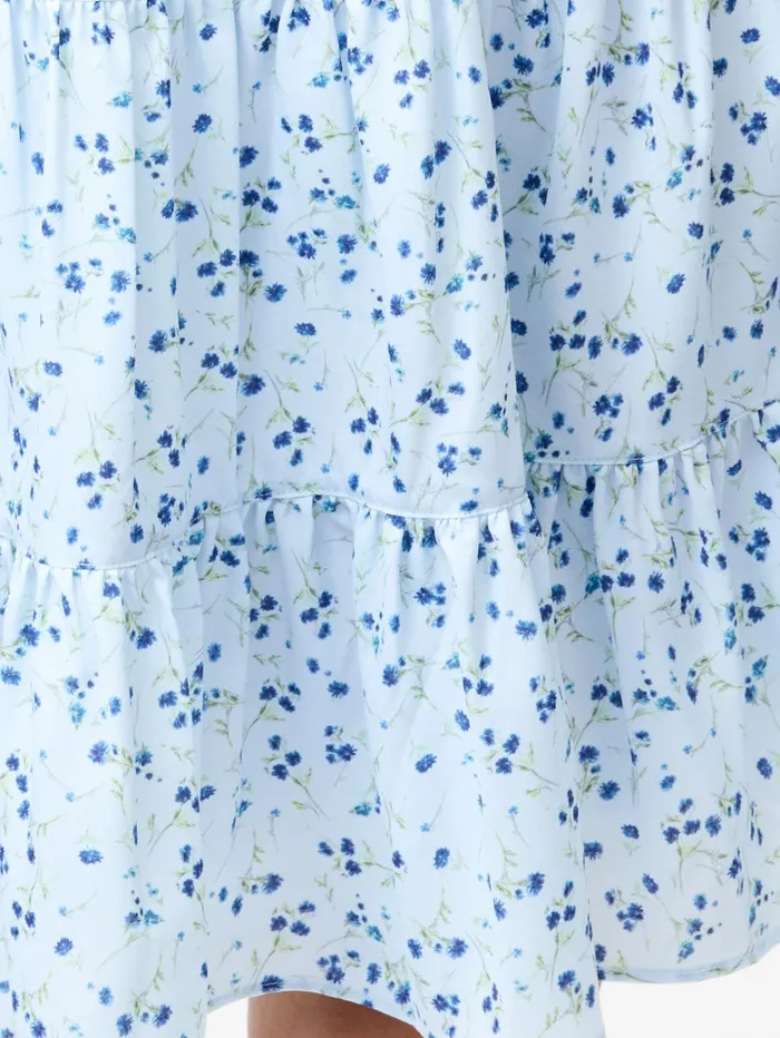 French Connection Kiva Crepe Tiered Mini Dress Icy Blue Multi Woman Dresses