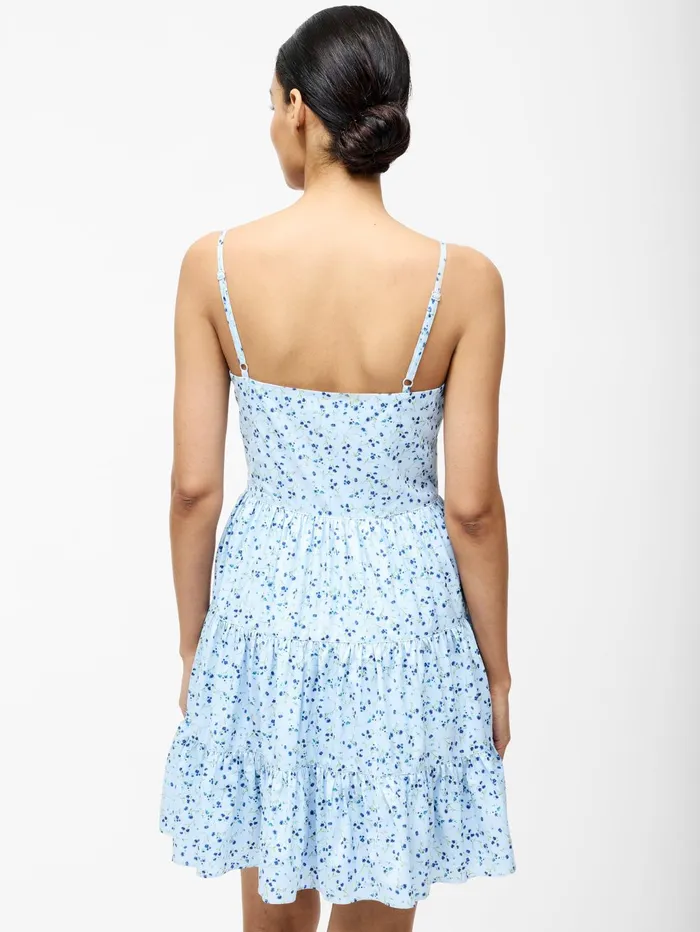 French Connection Kiva Crepe Tiered Mini Dress Icy Blue Multi Woman Dresses