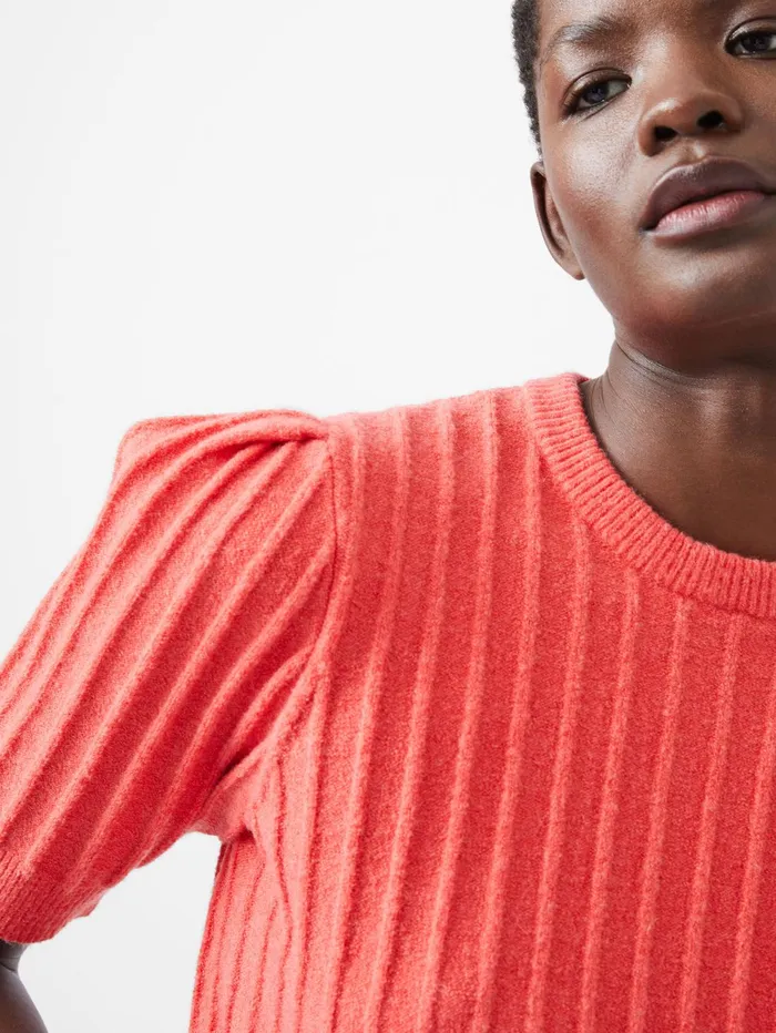 French Connection Lola Recycled Short Sleeve Jumper Cayenne Red Woman Jumpers and Cardigans