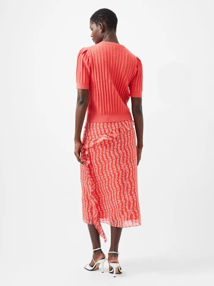 French Connection Lola Recycled Short Sleeve Jumper Cayenne Red Woman Jumpers and Cardigans