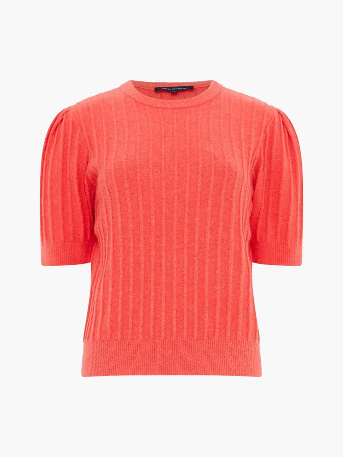 French Connection Lola Recycled Short Sleeve Jumper Cayenne Red Woman Jumpers and Cardigans