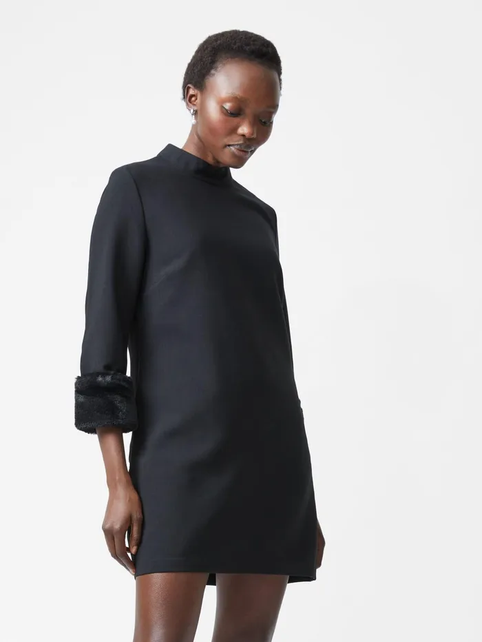 French Connection Luxe Faux Fur Three Quarter Sleeve Cuffs Mini Dress S Black Woman Dresses French Connection Luxe Faux Fur Three Quarter Sleeve Cuffs Mini Dress S Black Woman Dresses