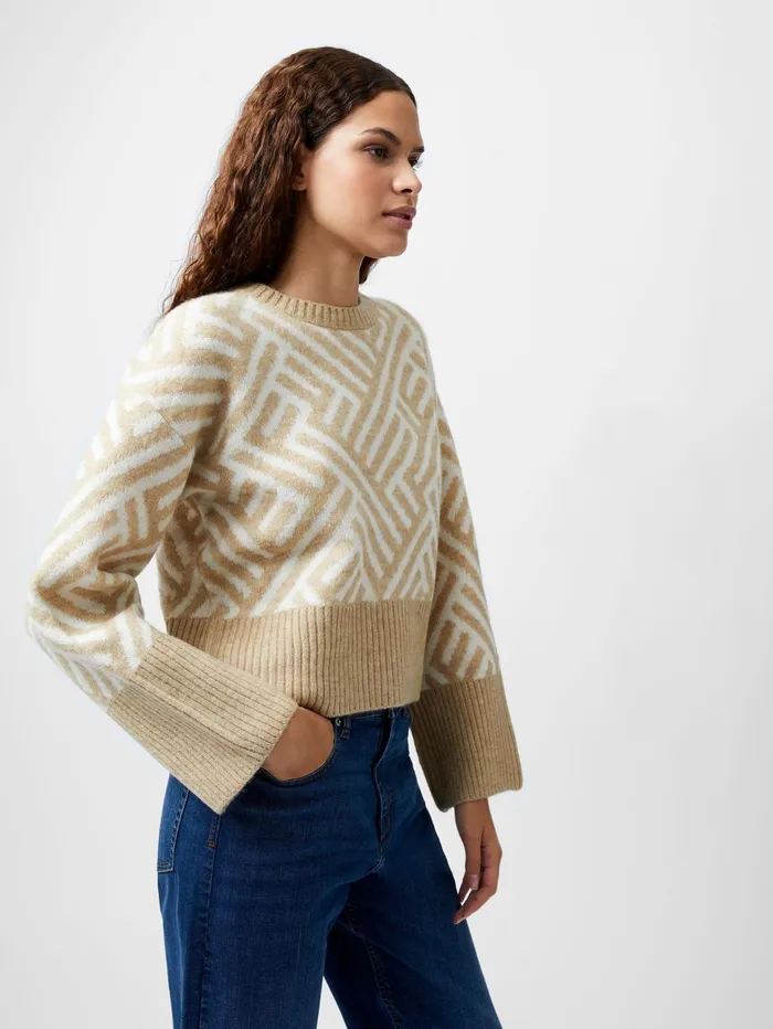French Connection Martina Graphic Cropped Jumper IncenseClassic Cream Woman Jumpers and Cardigans French Connection Martina Graphic Cropped Jumper IncenseClassic Cream Woman Jumpers and Cardigans