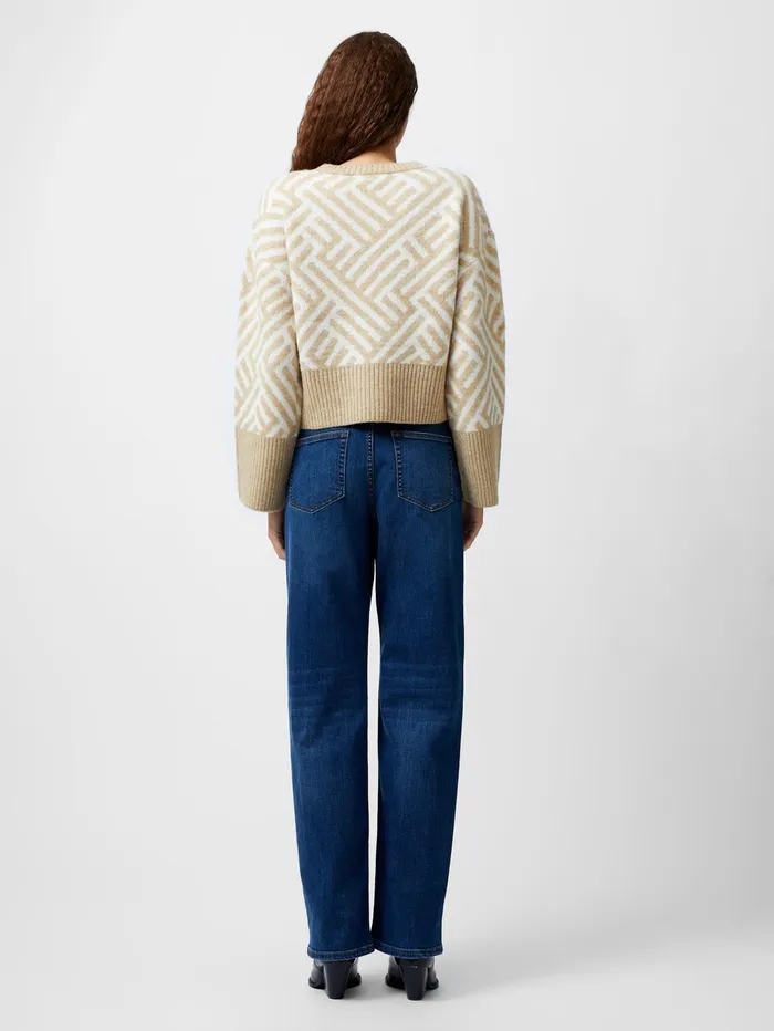 French Connection Martina Graphic Cropped Jumper IncenseClassic Cream Woman Jumpers and Cardigans