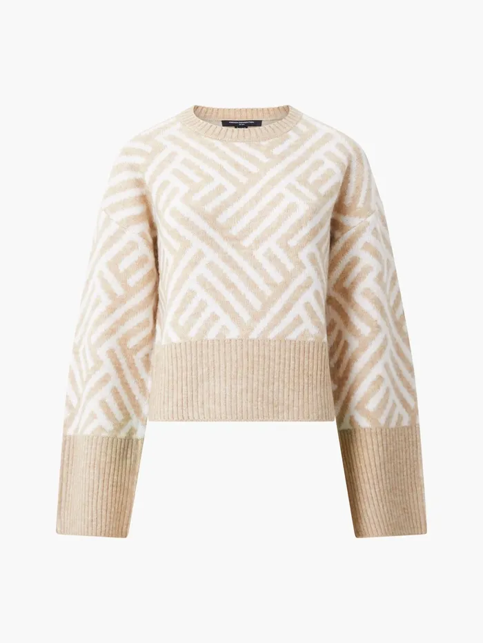 French Connection Martina Graphic Cropped Jumper IncenseClassic Cream Woman Jumpers and Cardigans