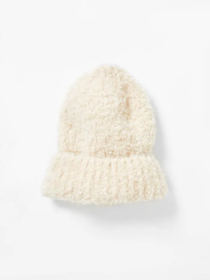 French Connection Melissa Recycled Boucle Double Brim Beanie Ecru Woman Hats