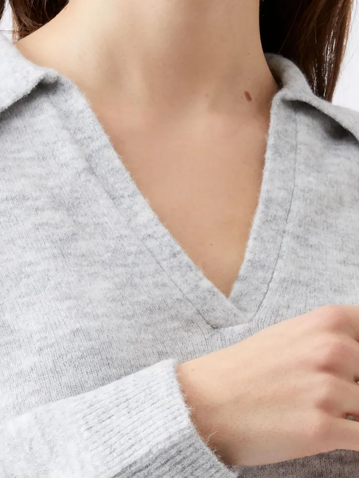 French Connection Morena Recycled Collar Jumper Dove Grey Melange Woman Jumpers and Cardigans