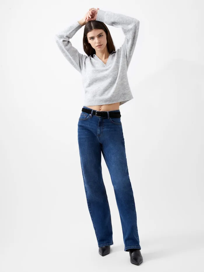 French Connection Morena Recycled Collar Jumper Dove Grey Melange Woman Jumpers and Cardigans
