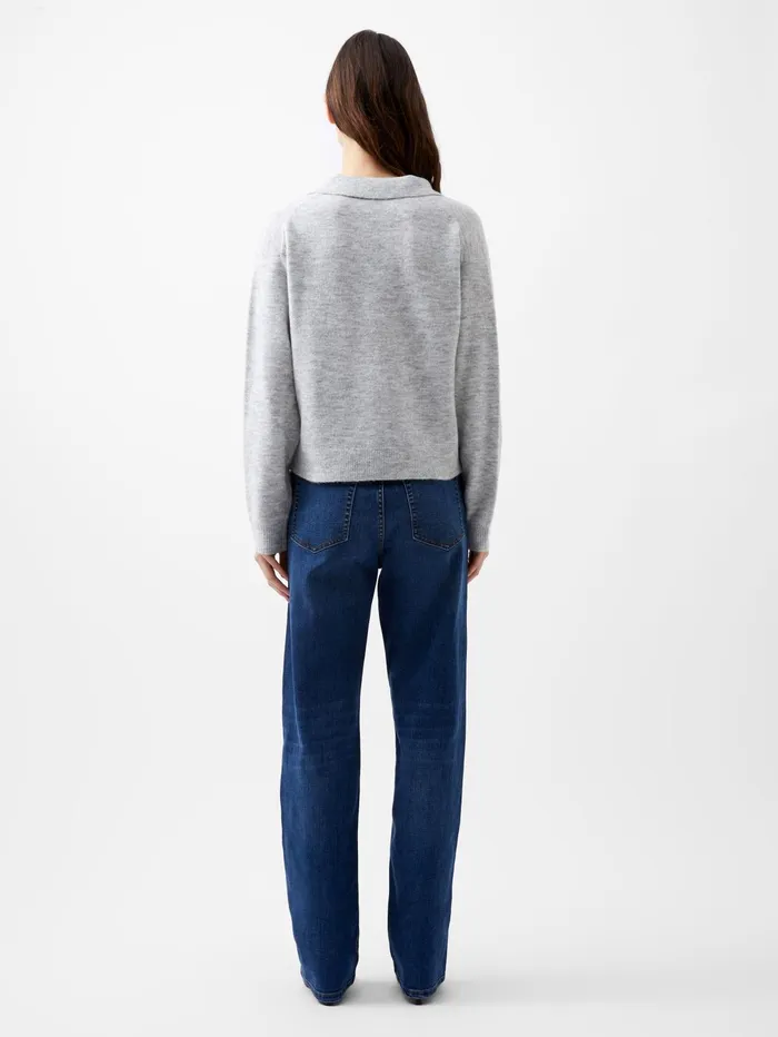 French Connection Morena Recycled Collar Jumper Dove Grey Melange Woman Jumpers and Cardigans