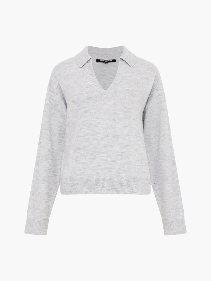 French Connection Morena Recycled Collar Jumper Dove Grey Melange Woman Jumpers and Cardigans