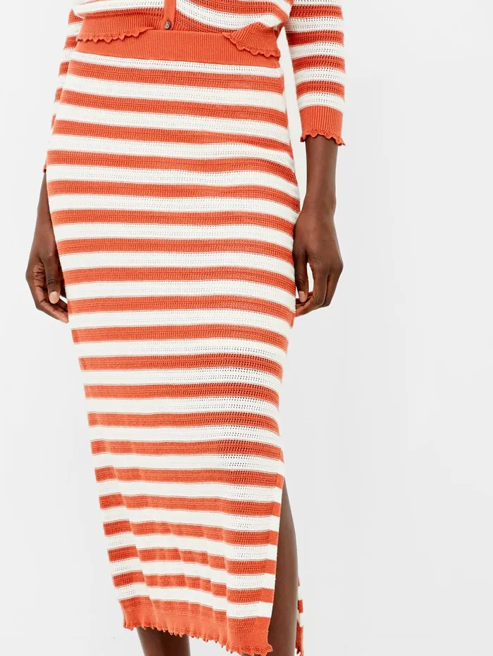 French Connection Nesta Stripe Midi Skirt RosewoodCream Woman Coords