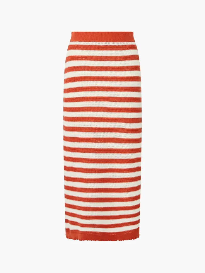 French Connection Nesta Stripe Midi Skirt RosewoodCream Woman Coords