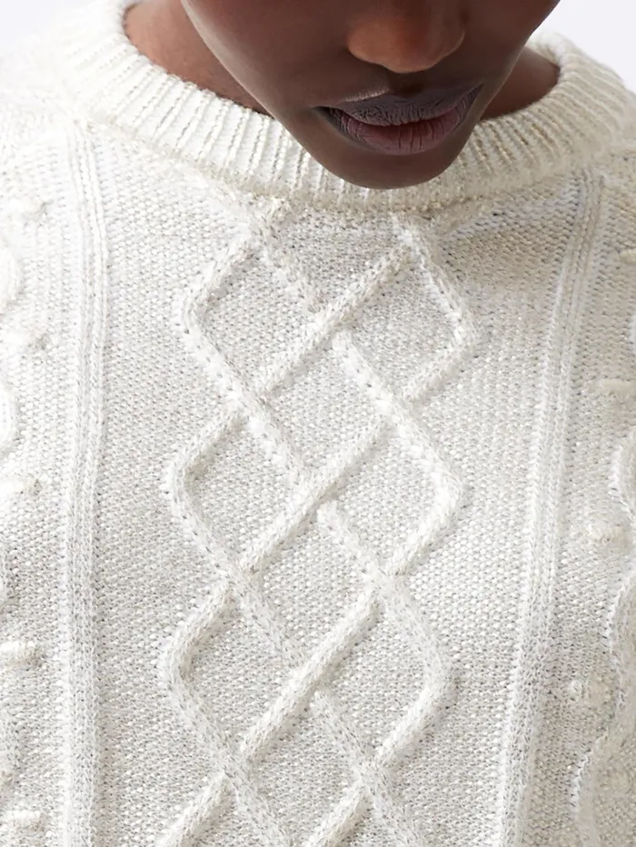 French Connection Otilia Foil Cable Knit Jumper Winter White Woman Jumpers and Cardigans