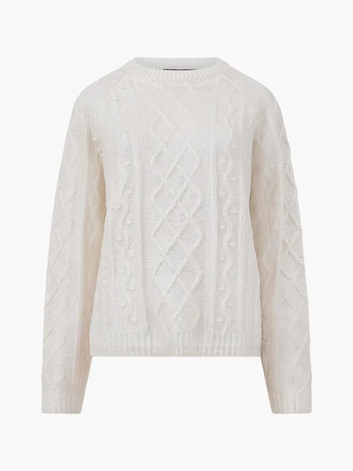 French Connection Otilia Foil Cable Knit Jumper Winter White Woman Jumpers and Cardigans