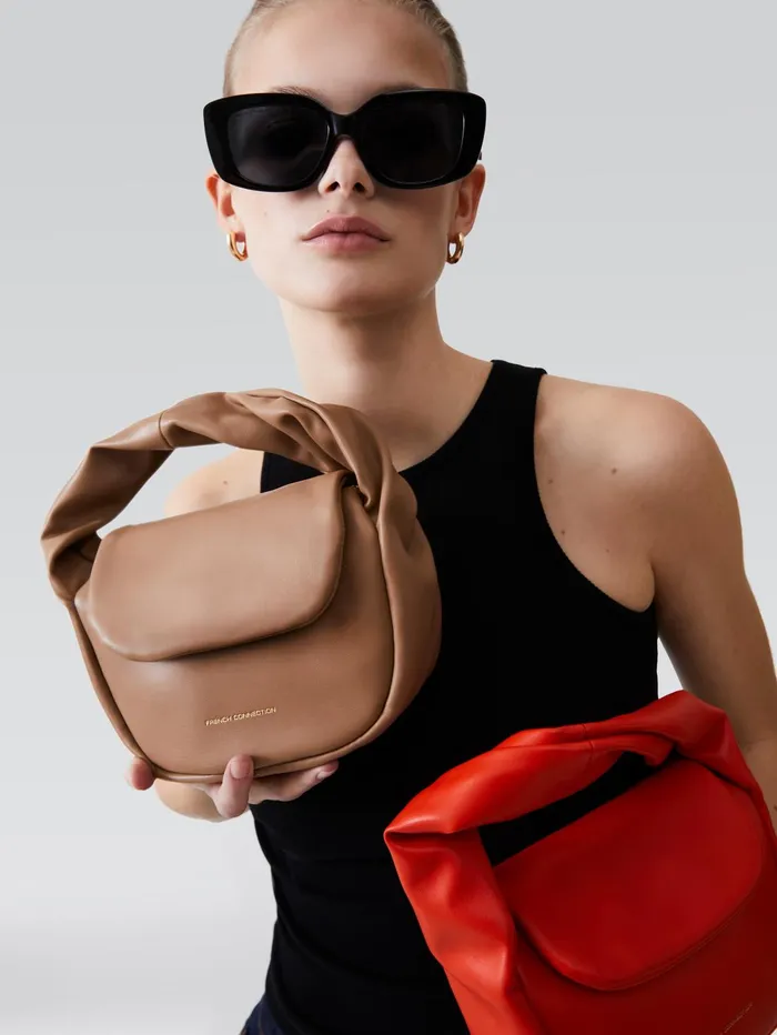French Connection PU Mini Soft Handbag Tobacco Brown Woman Bags and Purses