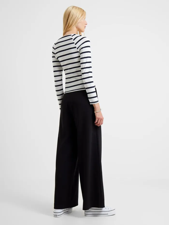 French Connection Rallie Stripe Square Neck Long Sleeve Top White Marine Woman Tops