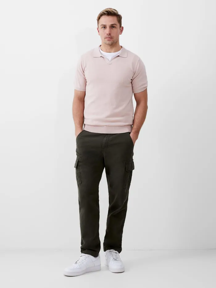 French Connection Resort Short Sleeve Polo Shirt Silver Pink Man TShirts and Polo Shirts