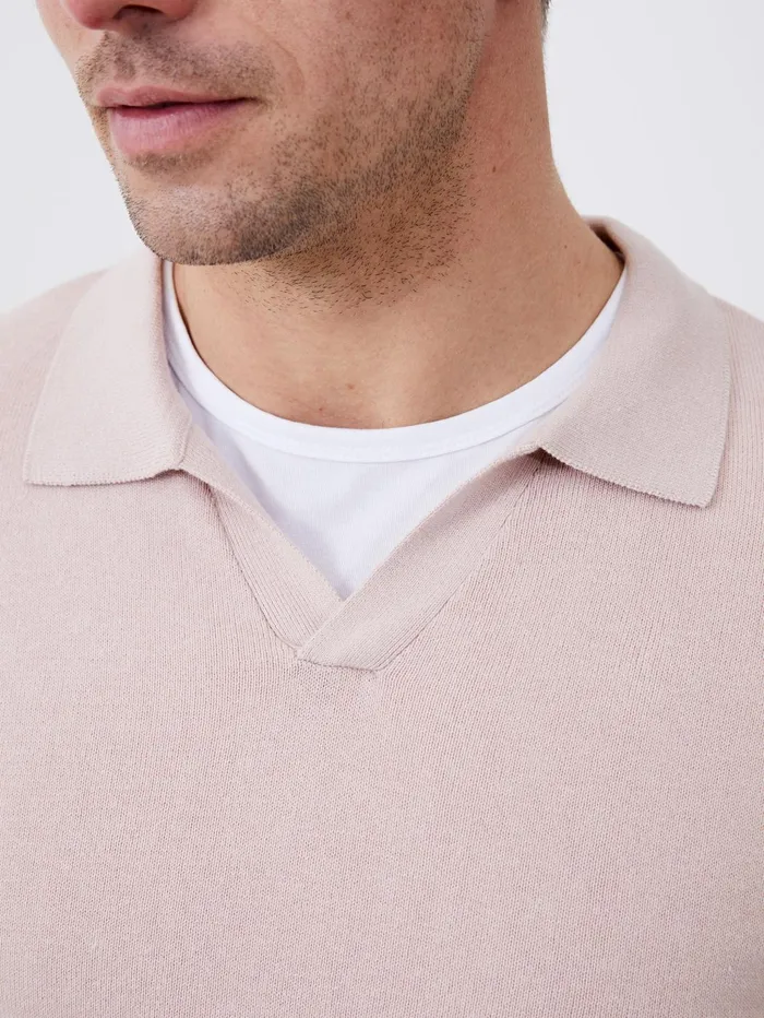 French Connection Resort Short Sleeve Polo Shirt Silver Pink Man TShirts and Polo Shirts