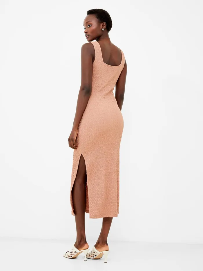 French Connection Sadie Textured Maxi Dress Mocha Mousse Woman Maxi Dresses