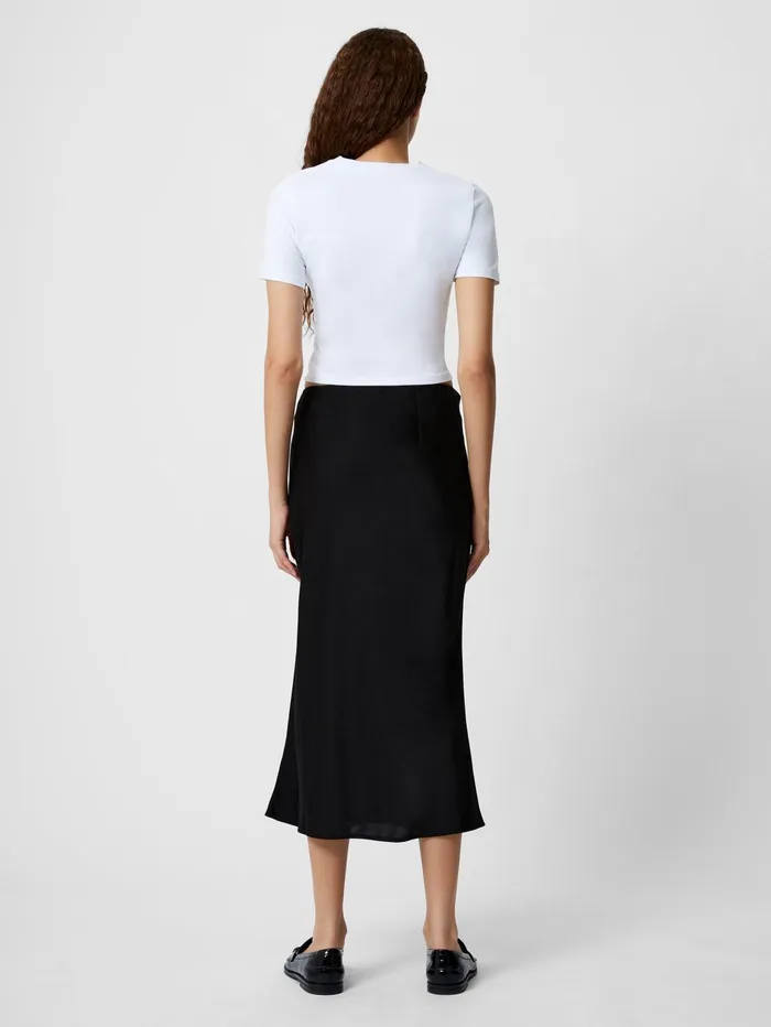 French Connection Satin Slip Midi Skirt Black Woman Skirts