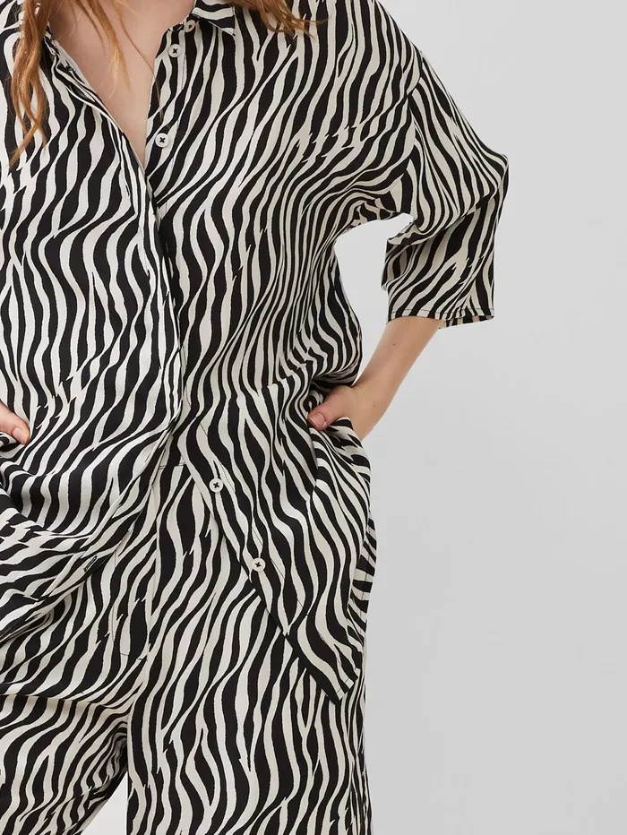 French Connection Seine Eco Delphine Shirt BlackoutClassic Cream Woman Coords