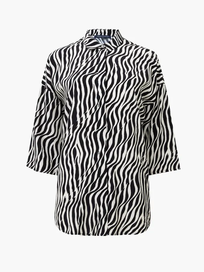 French Connection Seine Eco Delphine Shirt BlackoutClassic Cream Woman Coords
