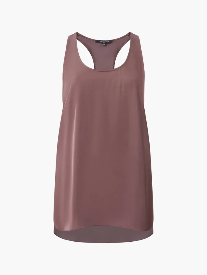 French Connection Sera Eco Satin Tank Top Walnut Brown Woman Tops
