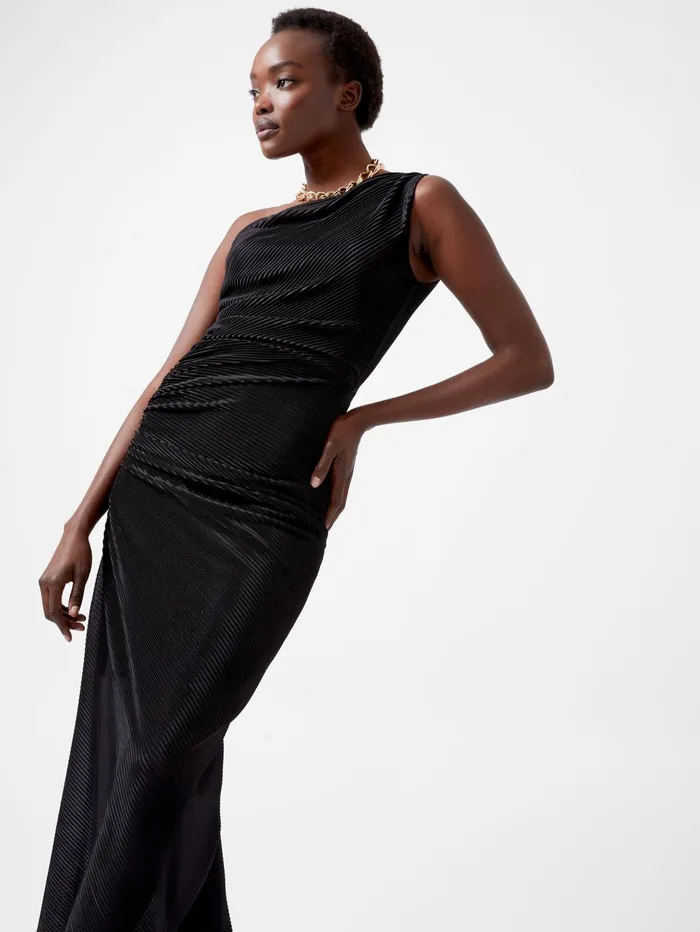 French Connection Talitha Plisse One Shoulder Maxi Dress Blackout Woman Dresses French Connection Talitha Plisse One Shoulder Maxi Dress Blackout Woman Dresses