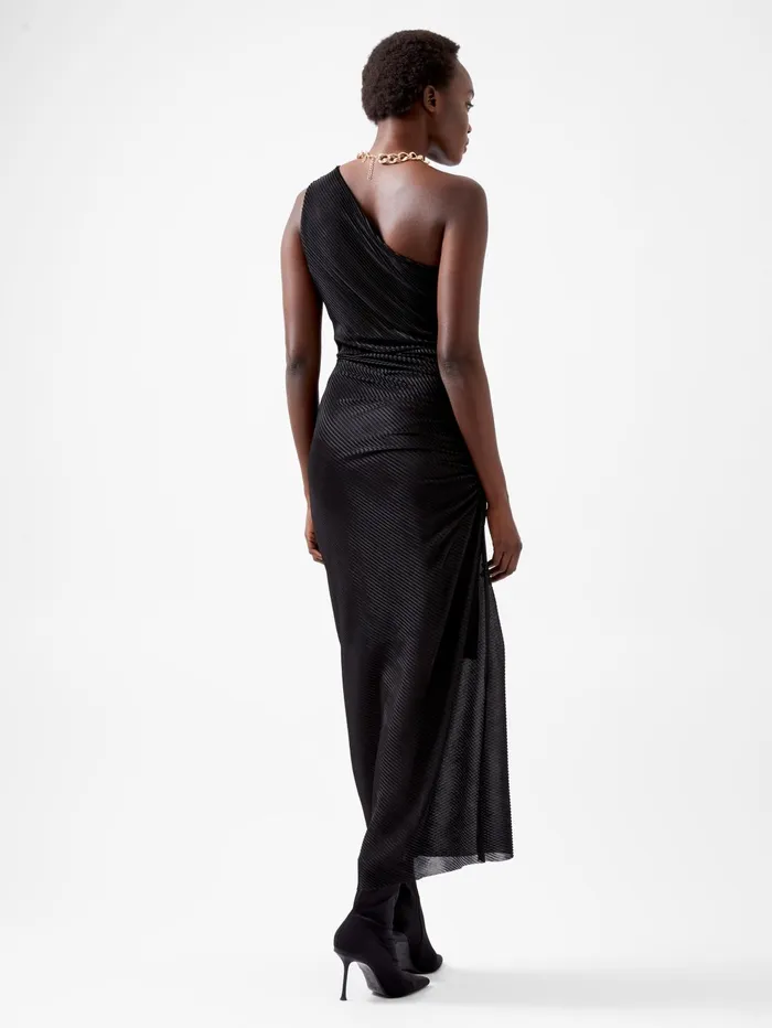 French Connection Talitha Plisse One Shoulder Maxi Dress Blackout Woman Dresses