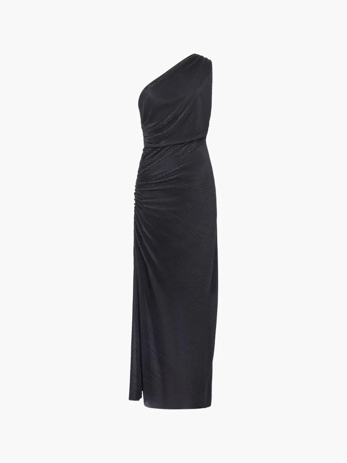 French Connection Talitha Plisse One Shoulder Maxi Dress Blackout Woman Dresses