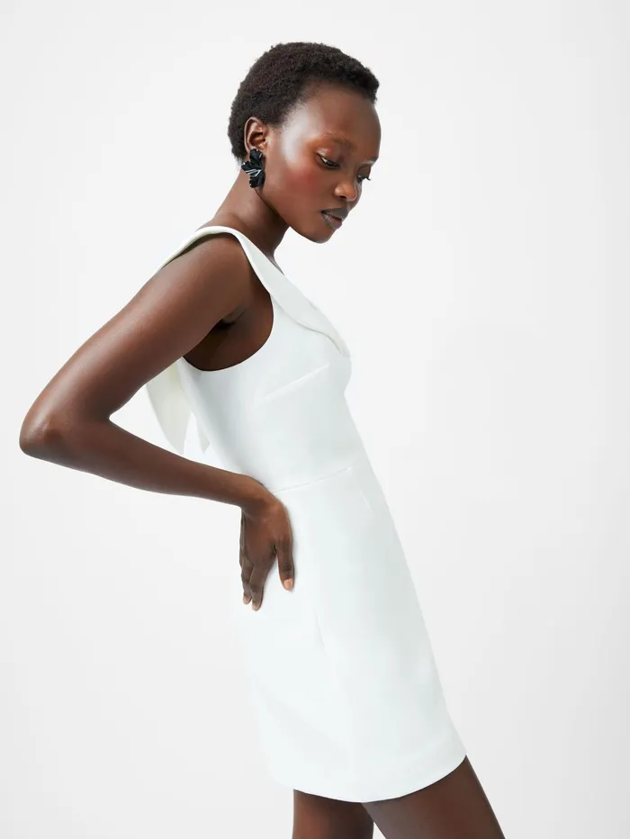 French Connection Whisper Collar Mini Dress Summer White Woman Dresses