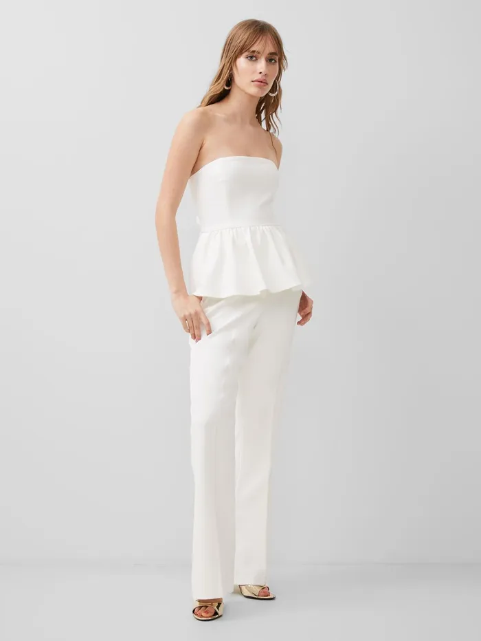 French Connection Whisper Strapless Peplum Top Summer White Woman Coords