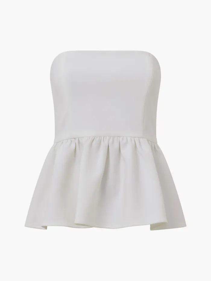 French Connection Whisper Strapless Peplum Top Summer White Woman Coords