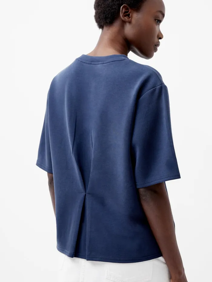 French Connection Wren Short Sleeve Pinched TShirt Midnight Blue Woman Tops