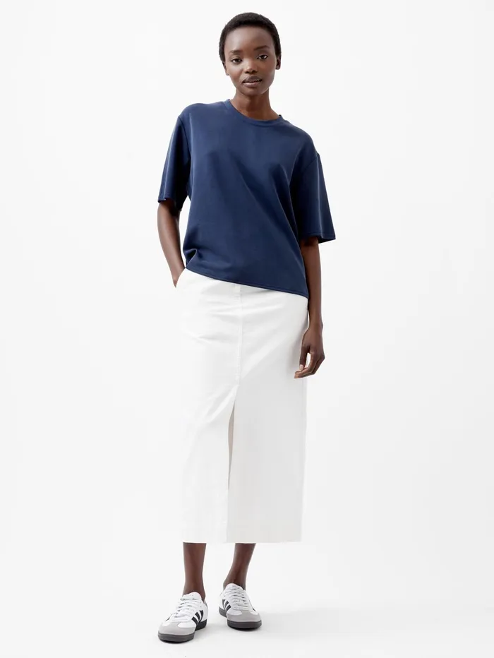 French Connection Wren Short Sleeve Pinched TShirt Midnight Blue Woman Tops