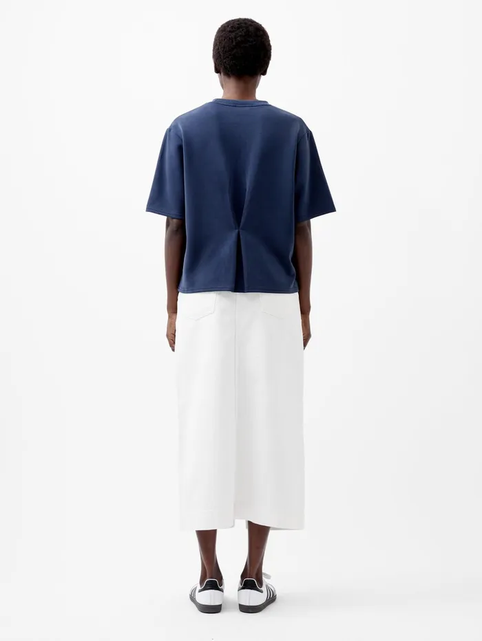 French Connection Wren Short Sleeve Pinched TShirt Midnight Blue Woman Tops