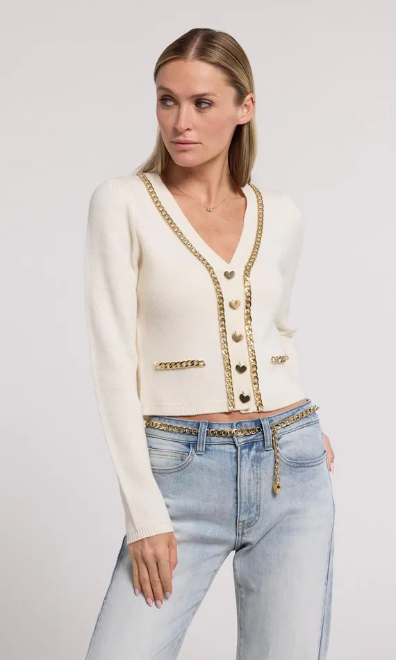 Generation Love Clothing Amor Chain Cardigan Cream Women Sweaters and Sweatshirts Generation Love Clothing Amor Chain Cardigan Cream Women Sweaters and Sweatshirts