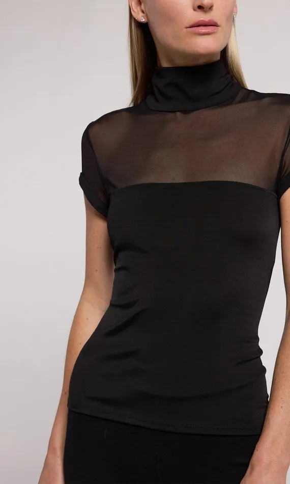 Generation Love Clothing Avril Mesh Combo Top Black Women Tops