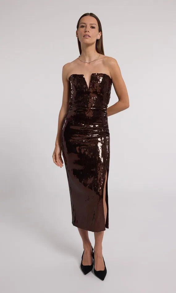 Generation Love Clothing Blaine Sequin Dress Brown Women Dresses