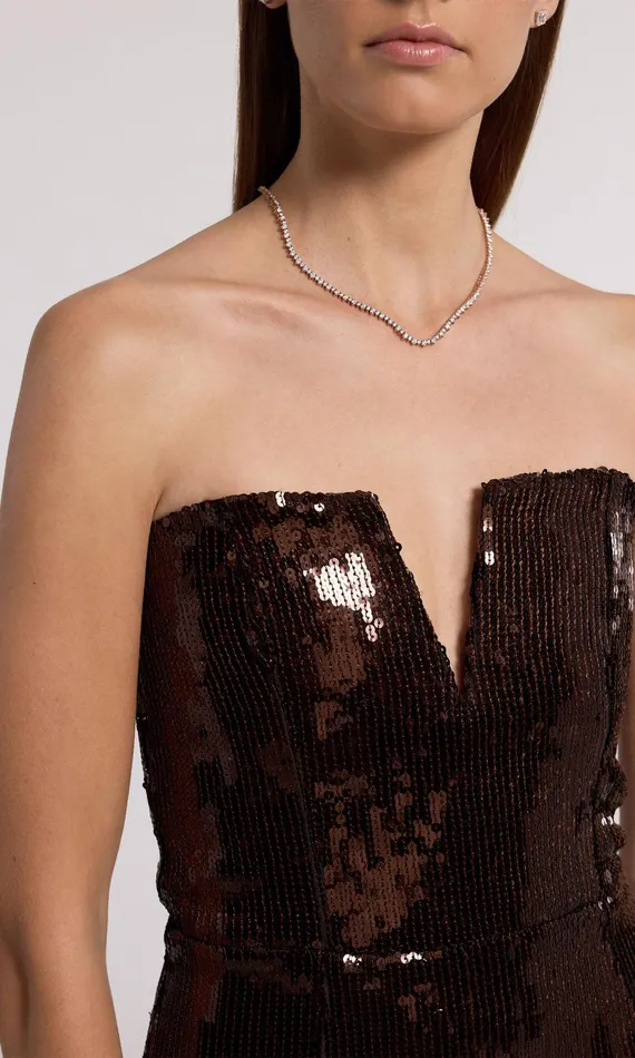 Generation Love Clothing Blaine Sequin Dress Brown Women Dresses