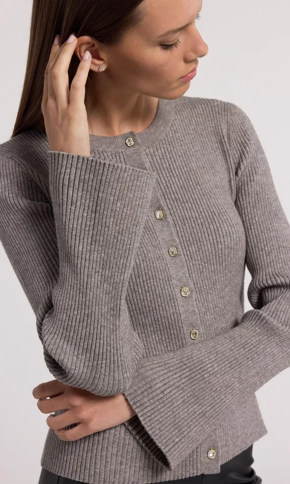 Generation Love Clothing Dua Cardigan Heather Grey Women Sweaters and Sweatshirts