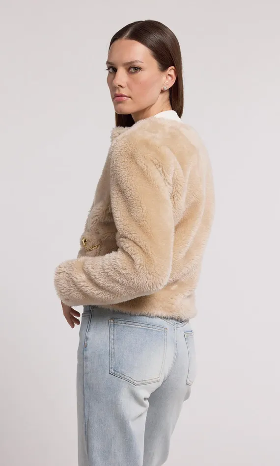 Generation Love Clothing Jen Faux Lamb Fur Jacket Truffle Women Outerwear