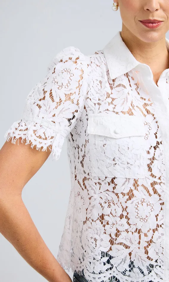 Generation Love Clothing Mina Lace Shirt White Women Tops