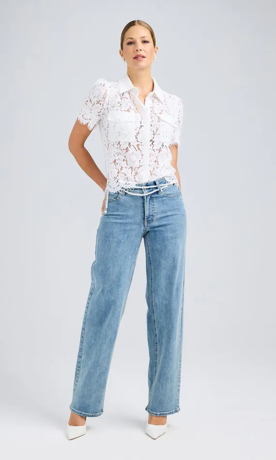 Generation Love Clothing Mina Lace Shirt White Women Tops