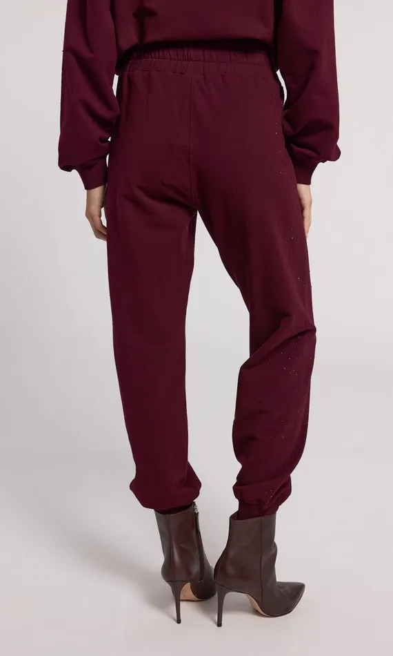 Generation Love Clothing Ruel Compact Crystal Sweatpants Black Cherry Women Pants